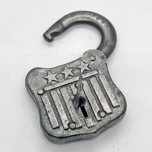 Antique Stars and Stripes cast iron lock with key, WW2